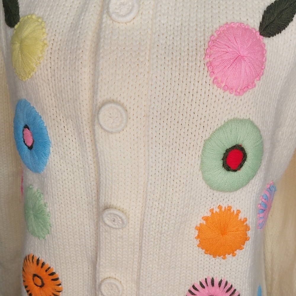 Vintage 1960s, Mod Garden, Kimlon Cardigan, Large - Picture 9 of 11